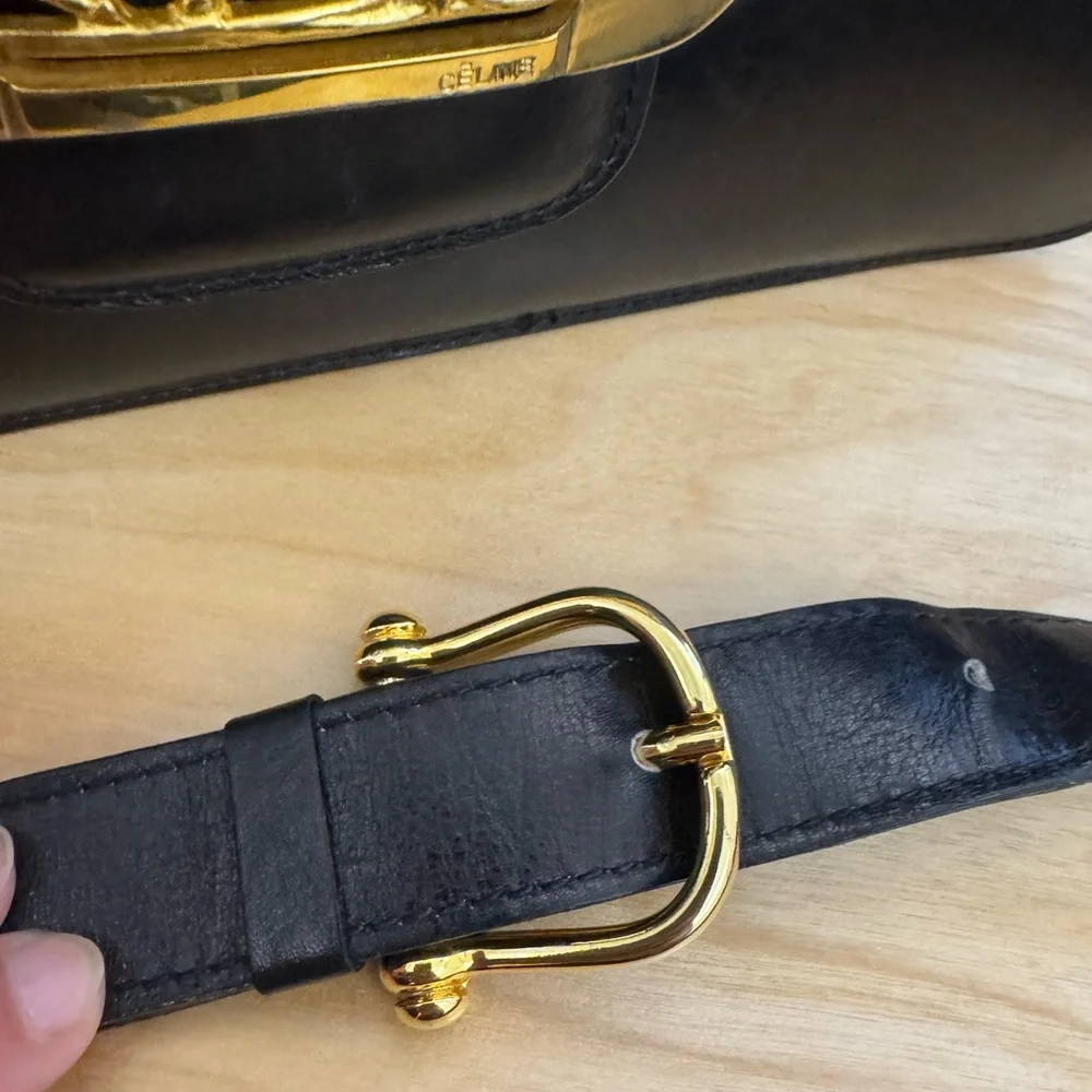 Celine Black and Gold Crossbody Bag with Ornate Clasp - Picture 7 of 12